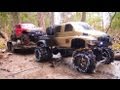 RC ADVENTURES - OVERKiLL PUTS CHAiNS ON PiNKY ~ MUDDY SCALE 4x4 TRUCKS & TRAILER