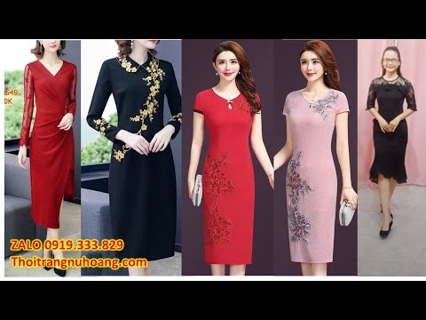 Đầm ôm trung niên cao cấp sang trọng 2021 Váy đầm tuổi trung niên U50, U40, U60
