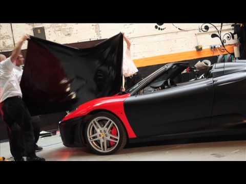 See a Ferrari F430 Spider transformed from rosso red to matt black by 