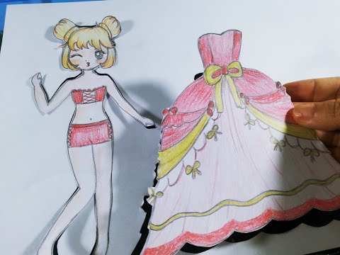 VẼ CÔ GÁI THỜI TRANG VÁY ĐỎ VỚI 2 BÚI TÓC VÀNG CAO CUTE / DRAW A GIRL FASHION WITH RED DRESS