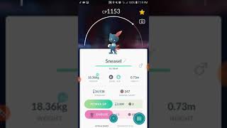 Sneasel Evolved Into Weavile In Pokemon Go