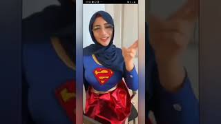Sarrah hijab superman costume  sexy bigo live efsane türbanlı