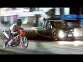 MOPED vs pickup TRUCK Drag Racing (isuzu dmax versus 2 stroke motorcycle. Car vs Bike race).