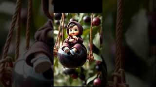 Cute Baby Sitting On Jamun Fruit Swingkids Learning