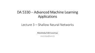 Shallow Neural Networks