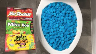 Will It Flush? - Blue Cotton Candy Balls, Tamales, Sour Patch, Mike And Ike