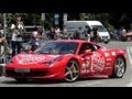 Gumball 3000 2011 2x red Ferrari 458 italia acceleration & Spyker C8 Spyder