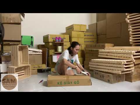 CÁCH LẮP RÁP KỆ GIÀY GỖ (5 tầng-có hộc)