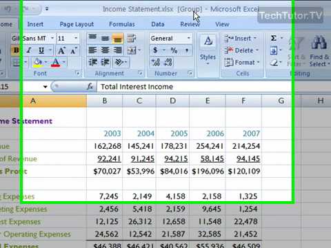 Group Worksheets in Excel 2007  YouTube