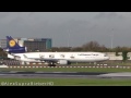 Lufthansa Cargo MD-11F Take off Manchester, 100 Years Air Cargo Livery. View in HD.