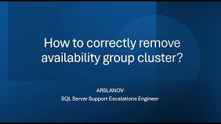 Snha18 How To Correctly Remove Availability Group Cluster?