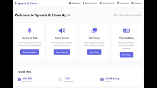 Speech & Clone App Ai Destekli Ses Ve Video İşleme Platformu