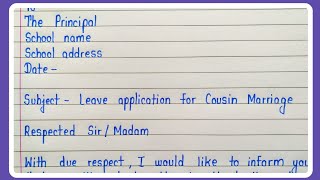 Application For Marriage Leave To Principal In English