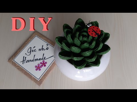 Cách làm hoa sen đá bằng giấy nhún siêu dễ | Góc nhỏ Handmade