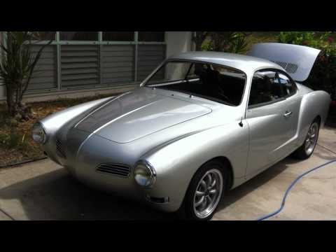 Engine running on 1971 Karmann Ghia VW with walk around to show off paint