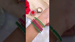 Emerald And Ruby Bangles With D Plating
