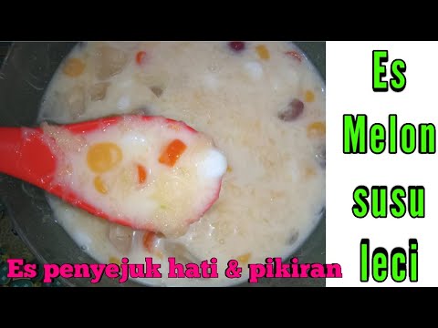 Cara buat Es melon dengan sirup leci | how to make melon ice with lychee syrup