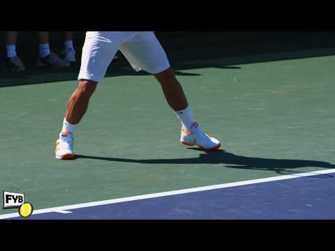Close-up of Rafael ナダル's footwork in slow motion HD -- Indian Wells Pt． 32