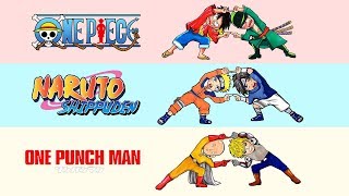 Anime Character Fusion Drawing - One Piece, Naruto, One Punch Man.