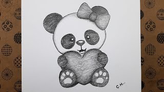 Çok Kolay Sevimli Yavru Panda Adım Adım Nasıl Çizilir, Karakalem Kolay  Çizimler