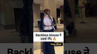 Mahira Sharma In Backless Blouse And Black Saree Prayu Offical