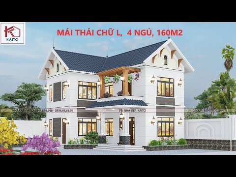 MẪU NHÀ MÁI THÁI 2 TẦNG CHỮ L 4 NGỦ 160M TẠI THANH HÓA. NHÀ ĐẸP KAITO
