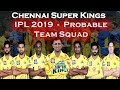 IPL 2019 Chennai Super Kings Team Squad | Indian Premium League 2019 | CSK Probable Team 2019