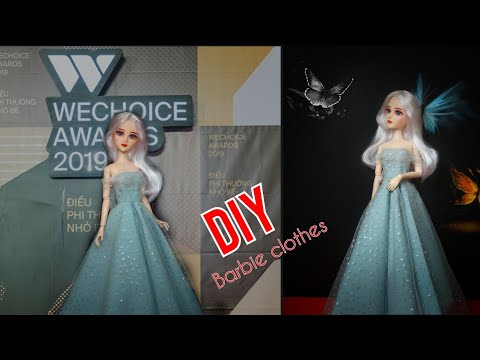 May đầm cho nàng búp bê đi dự lễ trao giải cuối năm nha/ DIY barbie clothes / BÚP BÊ MÍA