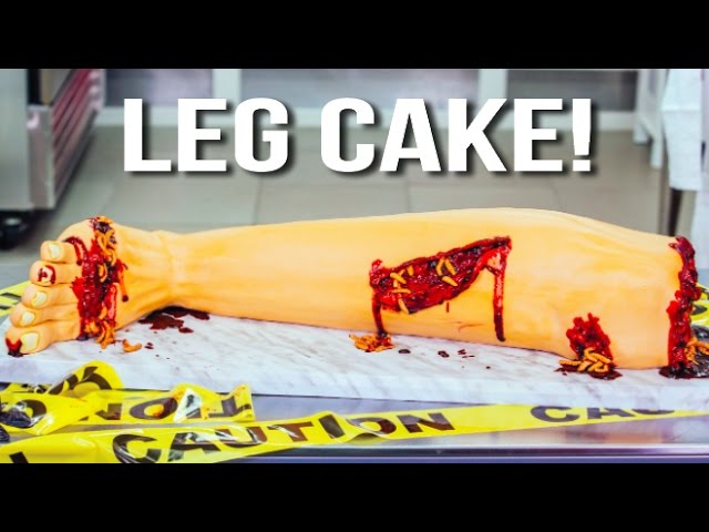 Creepily Realistic Halloween Leg Cake -