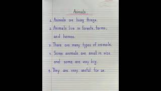 5 Lines Essay On Animals 5 Easy Sentences About Animals Handwriting
