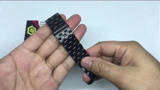 Trên tay dây đồng hồ Apple Watch - dây thép không gỉ mắt xích vuông