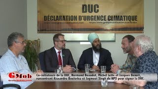 Jagmeet Singh, chef du NPD et Alexandre Boulerice, chef adjoint du NPD, endossent la DUC