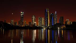 Crescent Moon, Venus and Sunrise over Surfers Paradise