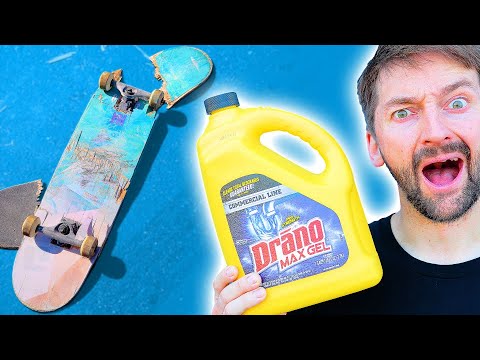 WE SOAKED A SKATEBOARD IN DRAINO FOR 24 HOURS!