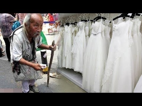 Người đàn ông ăn mày vào cửa hàng váy cưới hỏi mua liền bị nhân viên đu,,ổi ra và cái kết