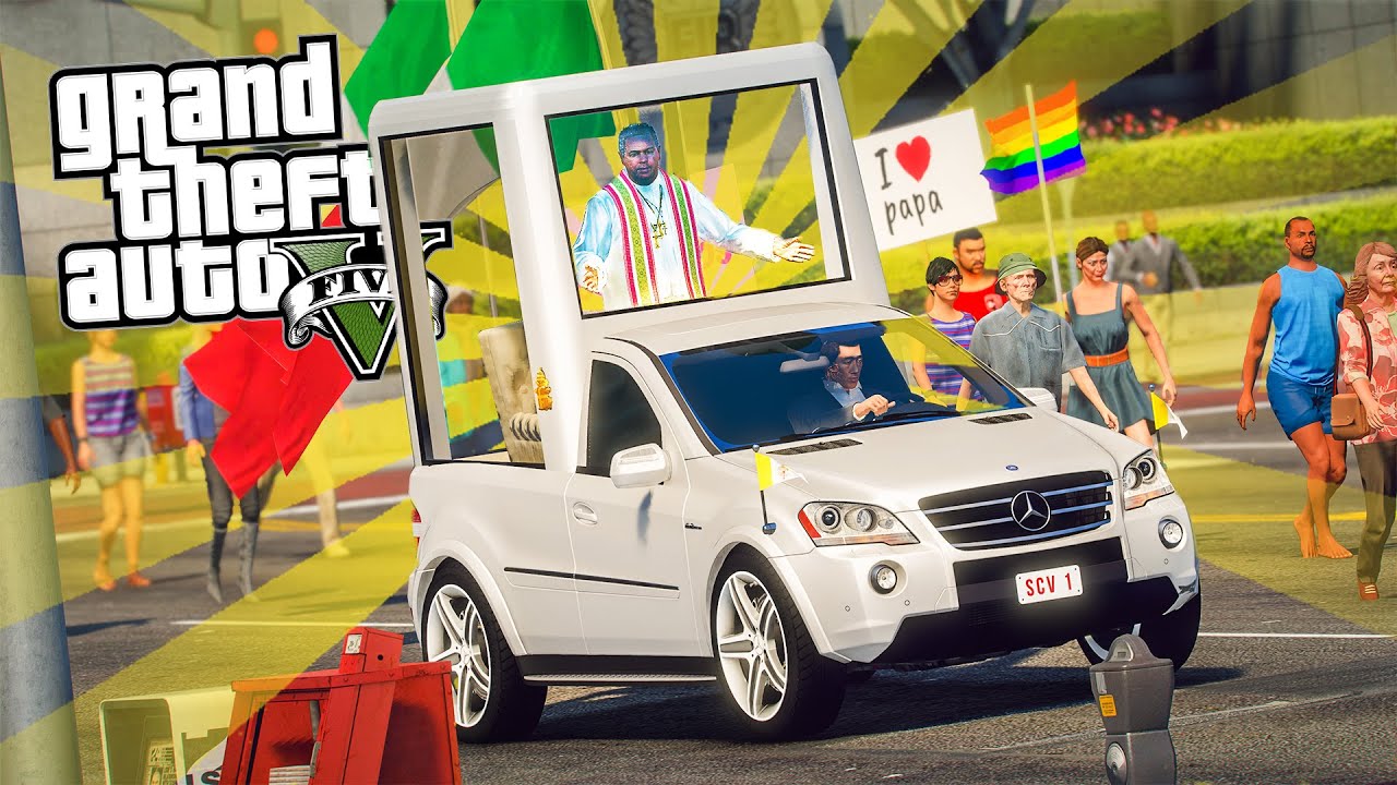 SCORTA DEL PAPA NELLA PAPA MOBILE! - GTA 5 LSPDFR MOD ITA 🇮🇹