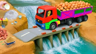Bridge Collapse, Broken Eggs Mini Tractor Builds Concrete Overp After Accident -Science Project