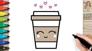 How To Draw Cute Coffee Very Very Easy For Kids
