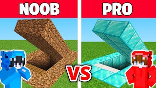 NOOB vs PRO: EN GÜVENLİKLİ YERALTI EVİ YAPI KAPIŞMASI - Minecraft