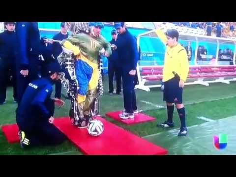 Paraplegic in Exoskeleton Robot Suit Kicks Off World Cup in Brazil