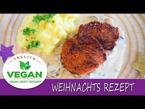 Seitan | vegane Champignonsauce | Kartoffelpüree | Weihnachtsgericht 2016 | Weihnachtsmenü