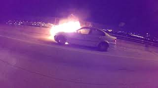 Biker checks on car fire victim then saves guys life!