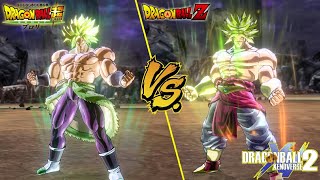 DBZ Broly vs DBS Broly | Side by Side comparison! - Dragon Ball Xenoverse 2