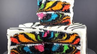 RAINBOW ZEBRA CAKE | How to Make a Surprise Inside Zebra Cake | My