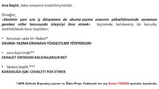 Ana Başlık Nasıl Yazılmalı? - Aöf Ödev Proje