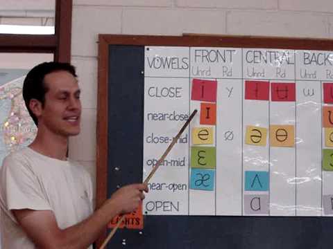 Philip drilling his Phonetics class on the International Phonetic Alphabet