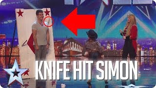 SIMON COWELL HIT BY KNIFE | Britain's Got Talent