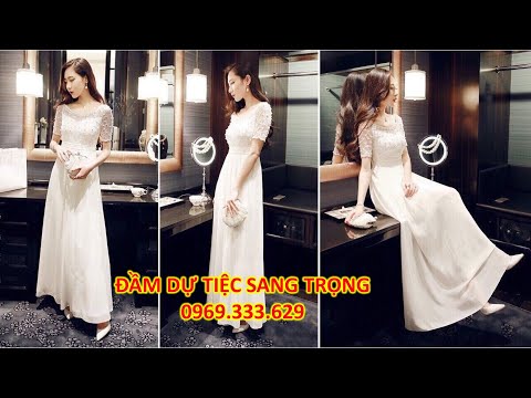 Đầm dạ hội dự tiệc ren trắng đính hạt cực kỳ xinh xắn | Đầm đi tiệc cưới tphcm, Hà Nội, Cần Thơ