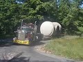 oversize load destroying road getting stuck