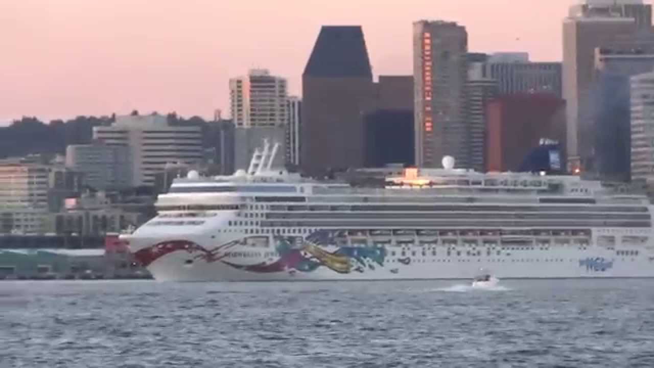 Cruise Ship Departs Seattle at Sunset. YouTube